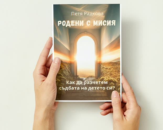 Корицата на „Родени с мисия“, държана в ръце
